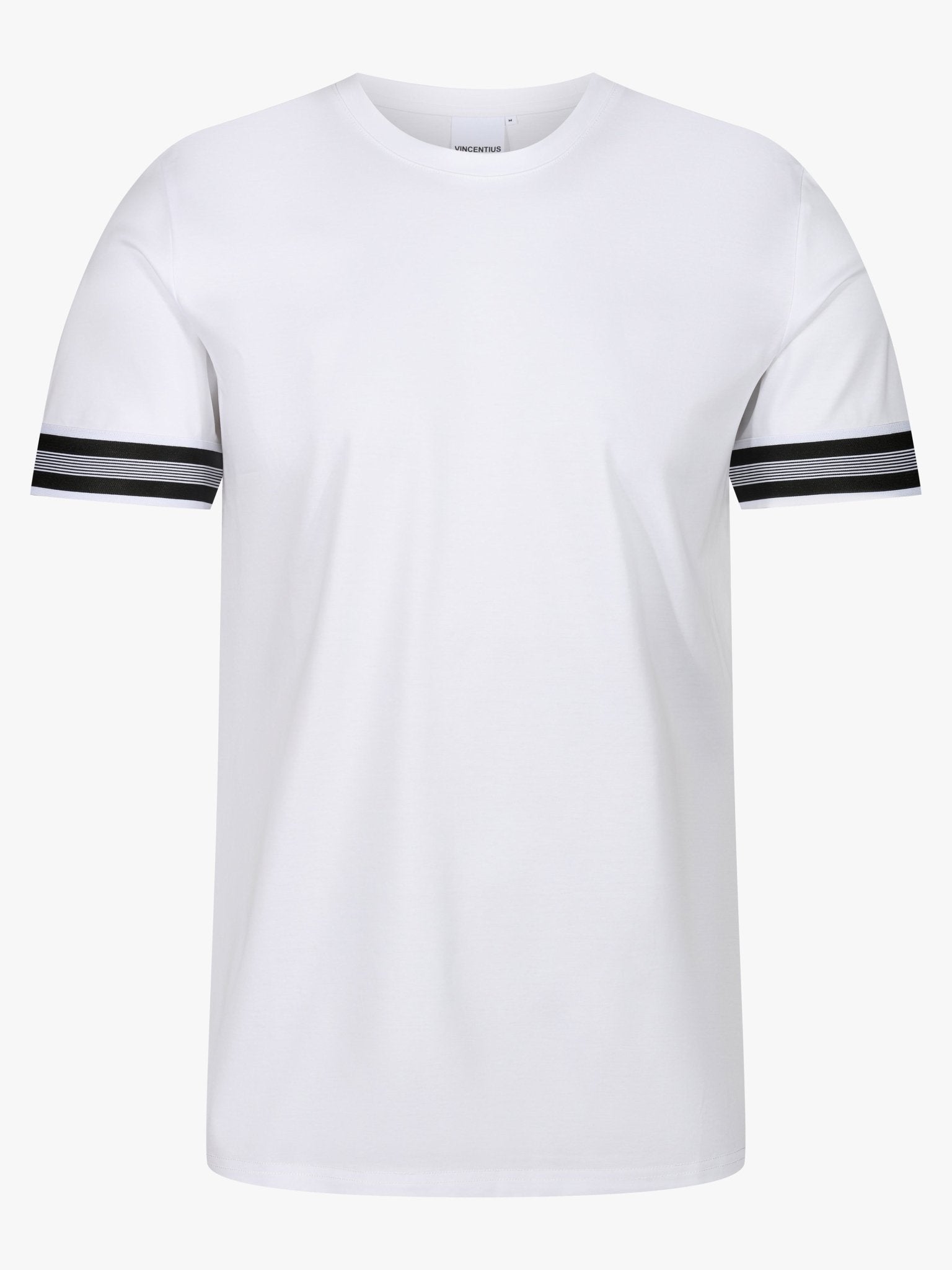 Luxury Ribbed Cuff T-Shirt - White - Vincentius