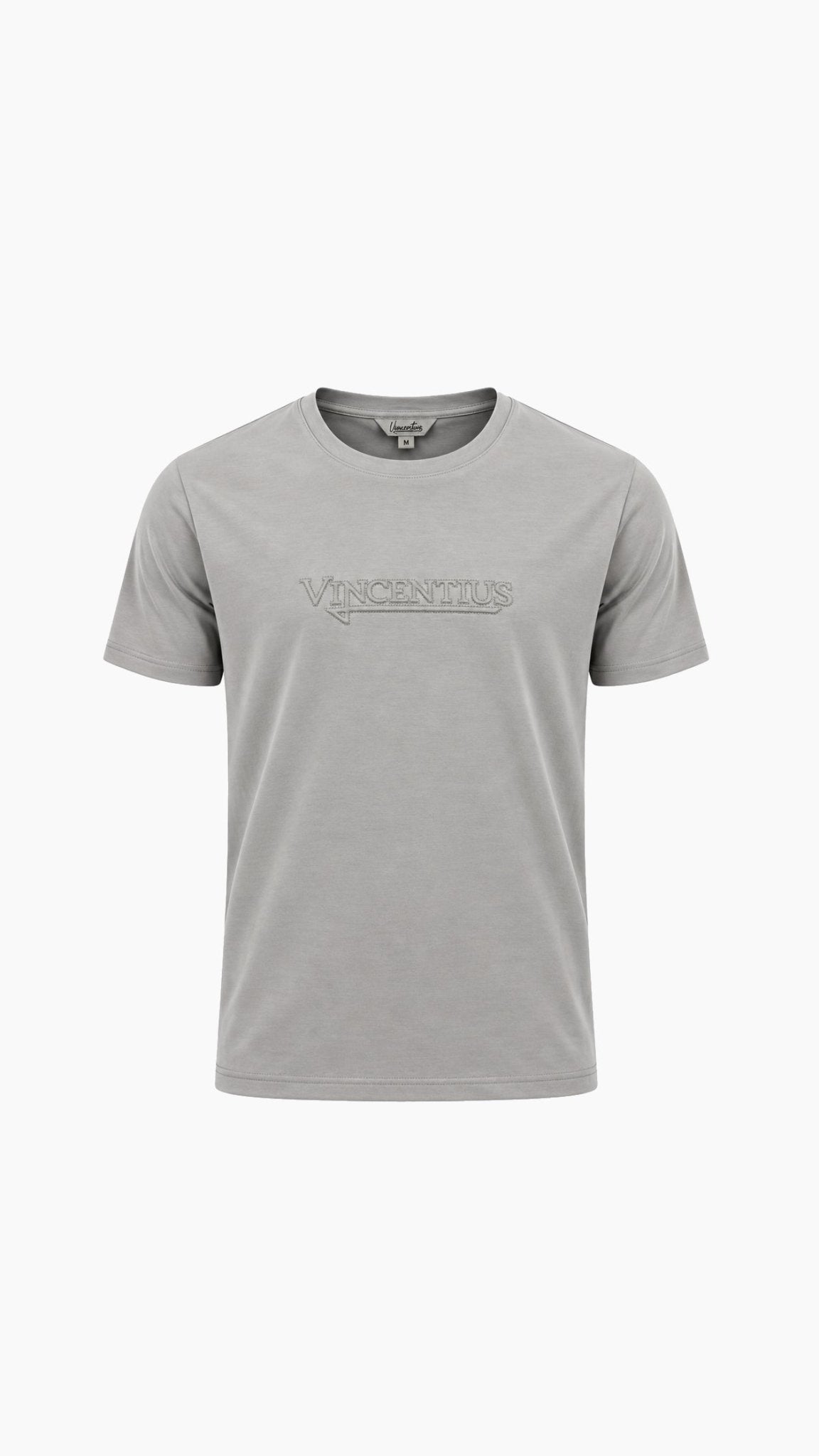 Luxury Serif Embossed T-Shirt - Ice Grey - Vincentius