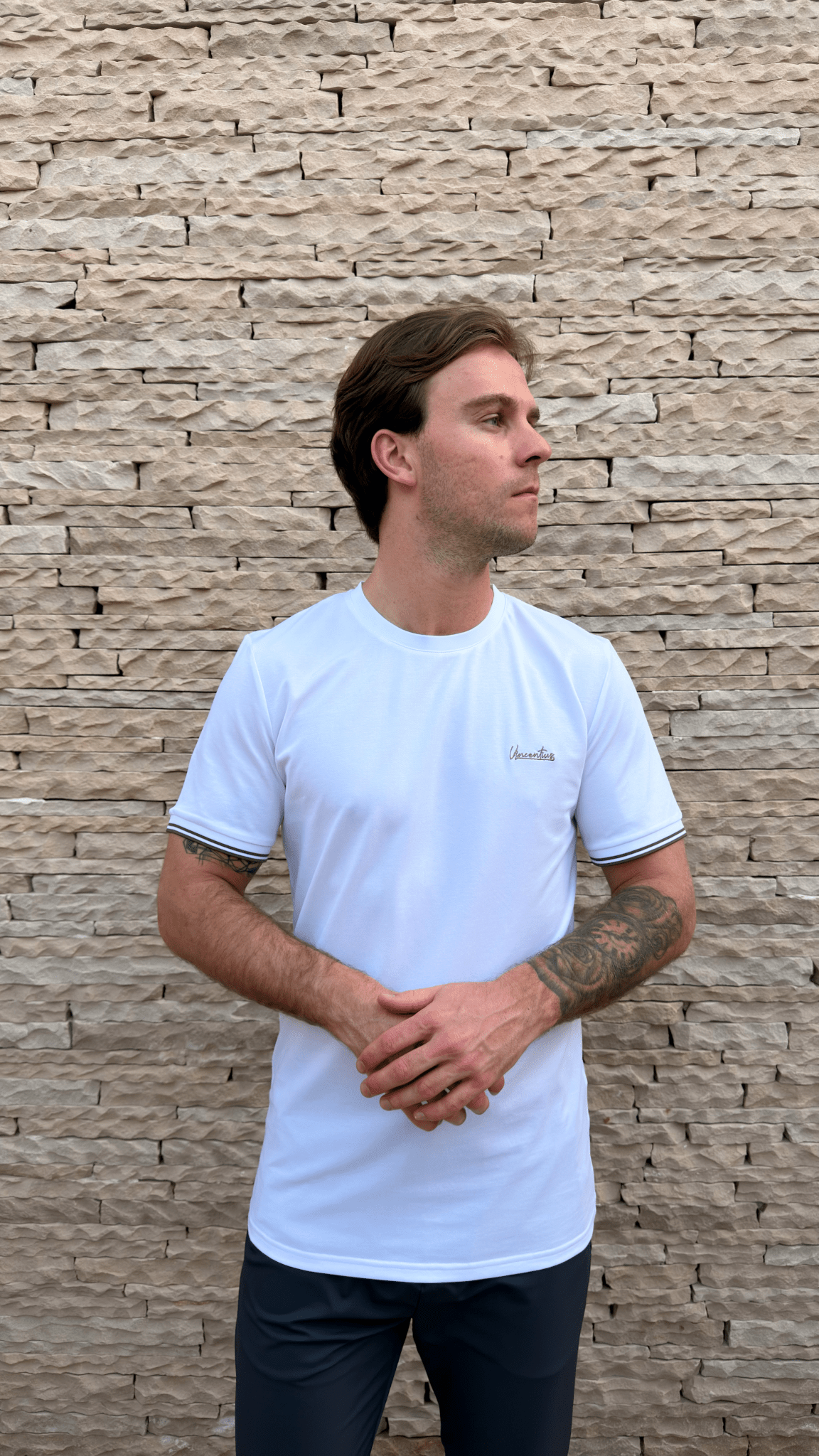 Signature Textured Cotton T-Shirt - White - Vincentius