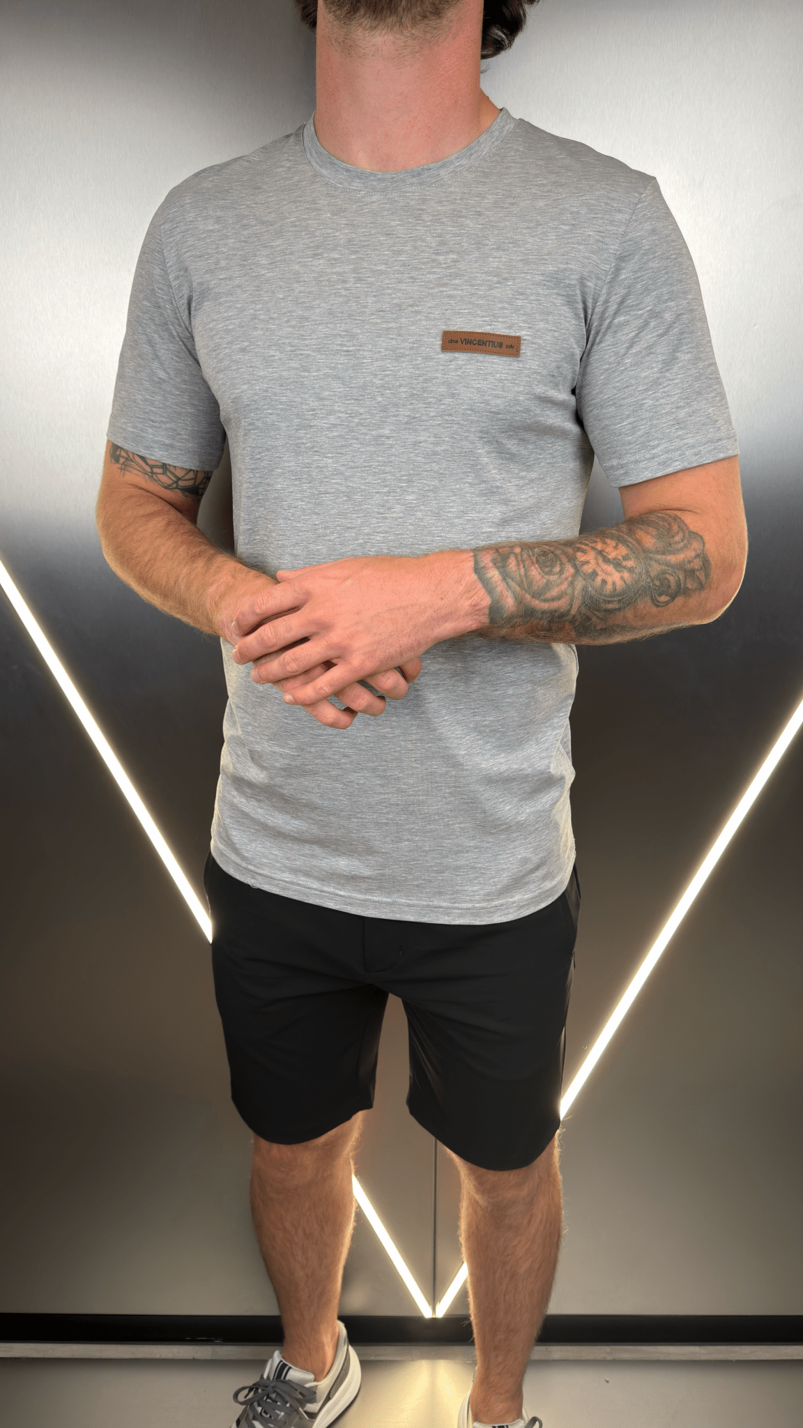 Vincentius Leather logo T-Shirt - Grey - Vincentius