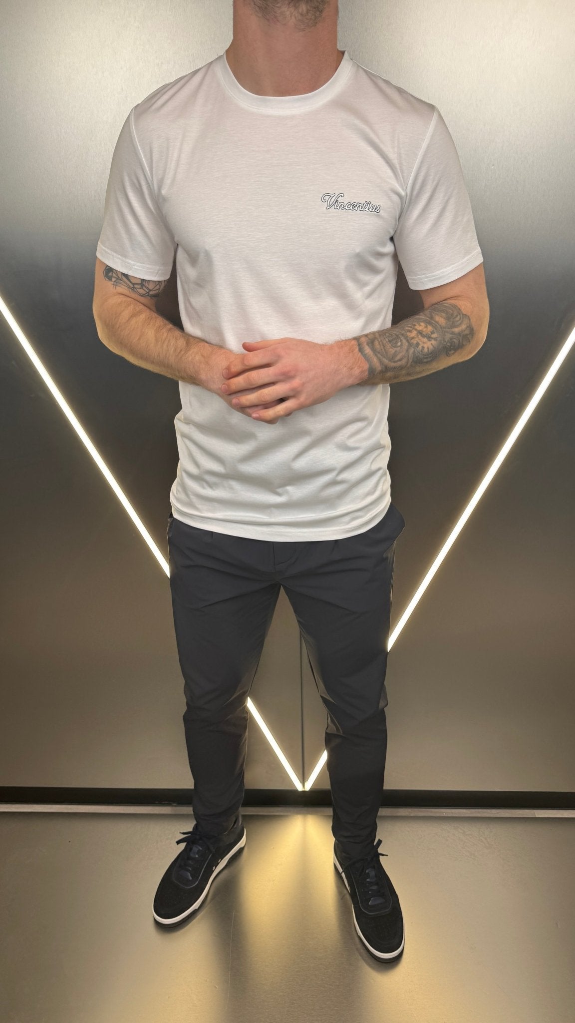 Vincentius Script Logo T-Shirt - White - Vincentius