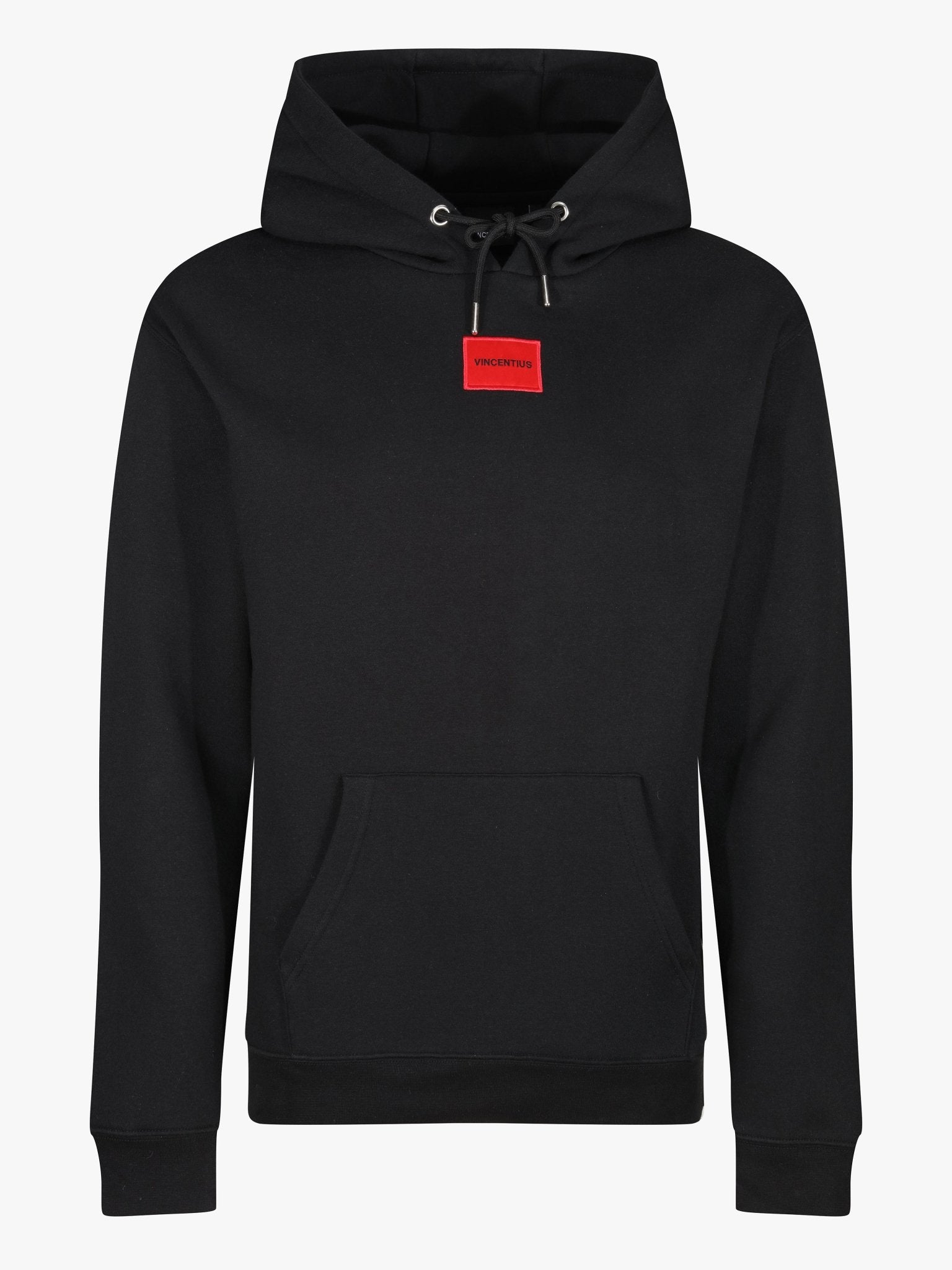 Badge Luxe Hoodie - Black/Red - Vincentius