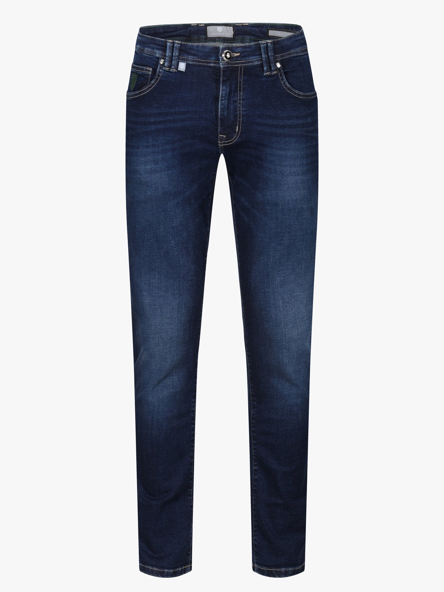 Luxury Edition Tailored Fit Jeans - Dark Blue/Green Patch - Vincentius